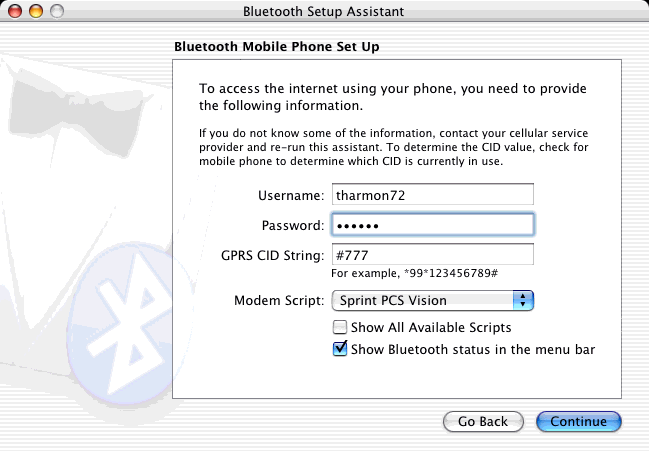Bluetooth setup
